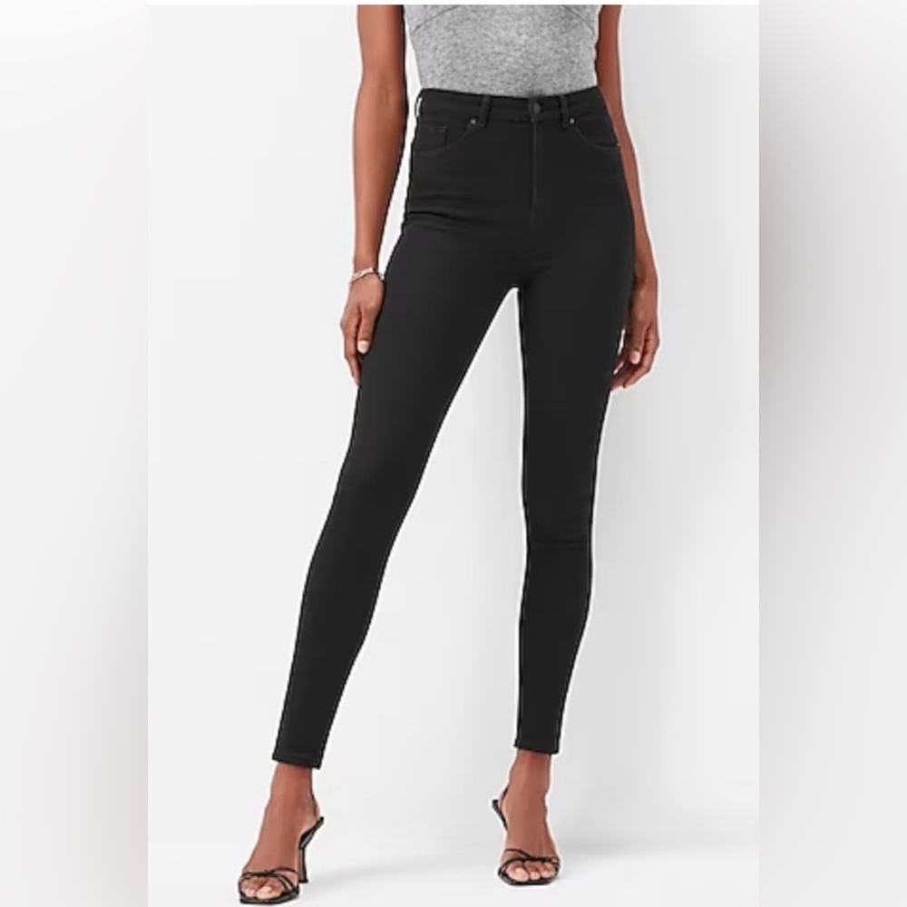 Express Super High Waisted FlexX Black Skinny Jeans